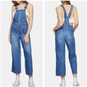 BCBGeneration Overalls‎ Women's Medium Denim Front Buttons Patch Pockets